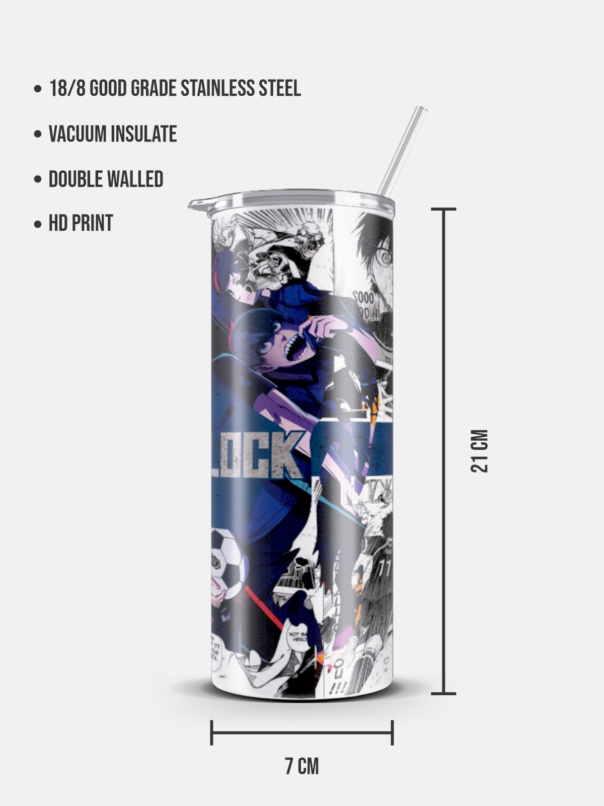 Skinny Tumbler with Straw-Bluelock - Image 3