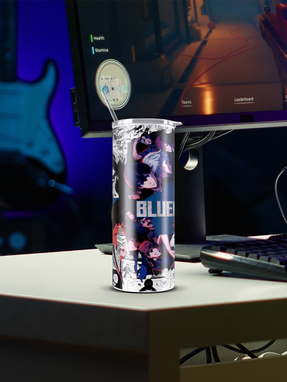 Skinny Tumbler with Straw-Bluelock - Image 2