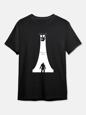 Gaming Tshirt-Halo-Wake Up John-Black