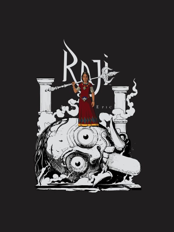 Raji Skull Conquered - Oversized Exclusive T-shirt-Black - Image 2