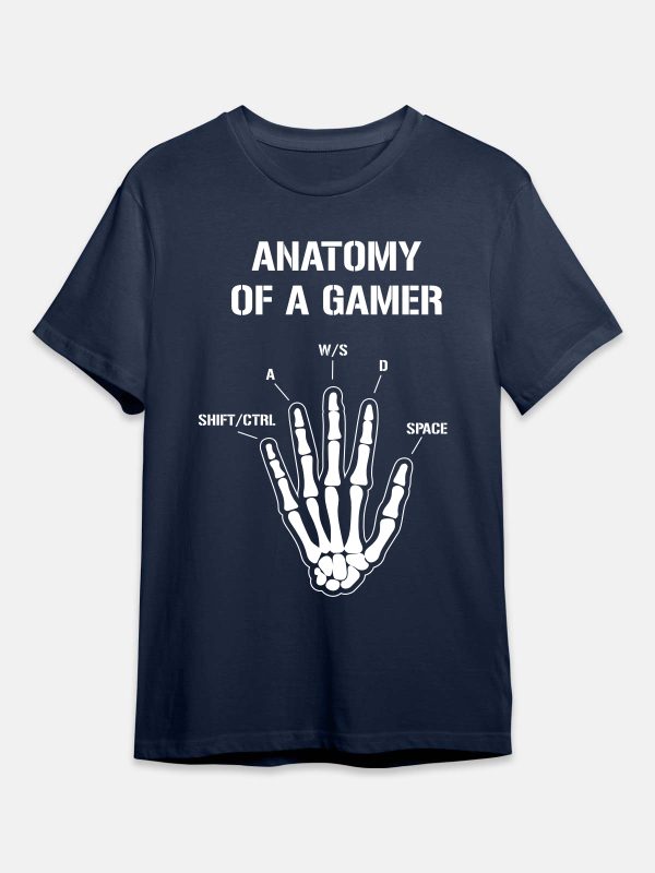 Anatomy of a Gamer-Gaming Quotes T-Shirt -Navy