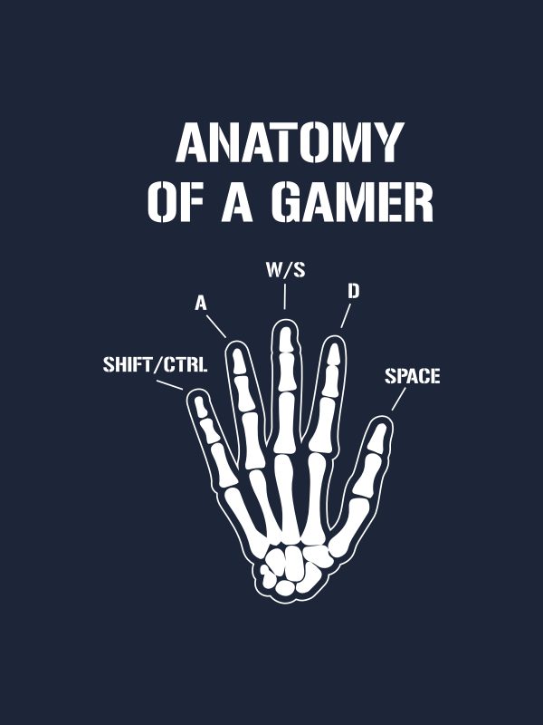 Anatomy of a Gamer-Gaming Quotes T-Shirt -Navy - Image 3