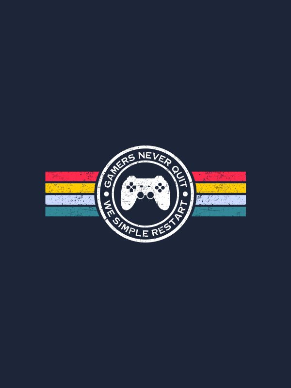 Gamers Never Quit-Gaming Quotes T-Shirt - Navy - Image 3