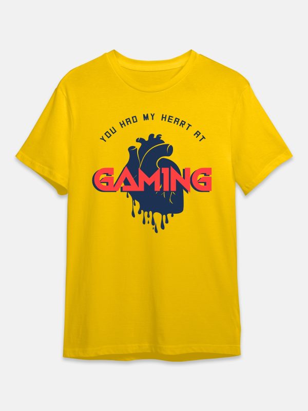 Gaming Heart -Gaming Quotes T-Shirt -Yellow