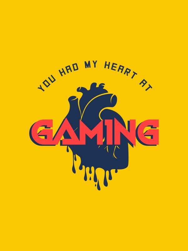Gaming Heart -Gaming Quotes T-Shirt -Yellow - Image 3