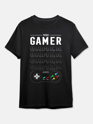 Gaming Quotes T-Shirt - True Gamer - Black