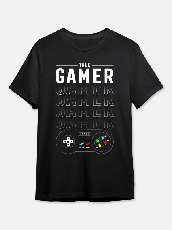 Gaming Quotes T-Shirt - True Gamer - Black