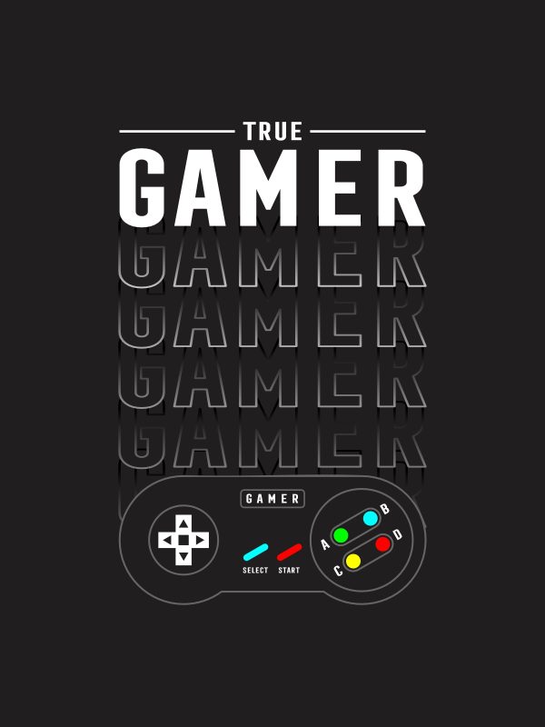 Gaming Quotes T-Shirt - True Gamer - Black - Image 3