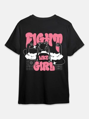 Fight Like Girl - Gaming Quotes Tshirt - Black
