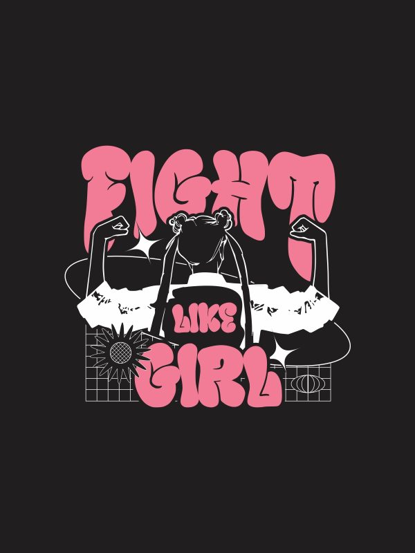 Fight Like Girl - Gaming Quotes Tshirt - Black - Image 3