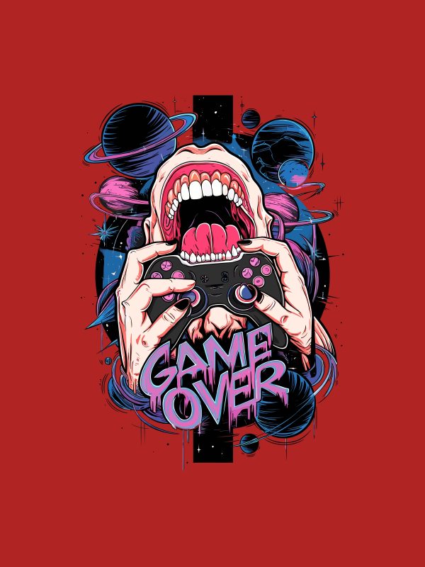 Game Over - Gaming Quotes Tshirt - Red - Image 3