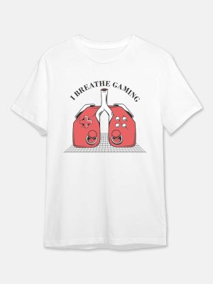 I Breathe Gaming - Gaming Quotes Tshirt - White
