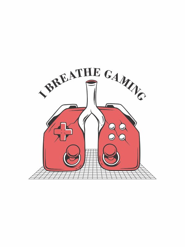 I Breathe Gaming - Gaming Quotes Tshirt - White - Image 3