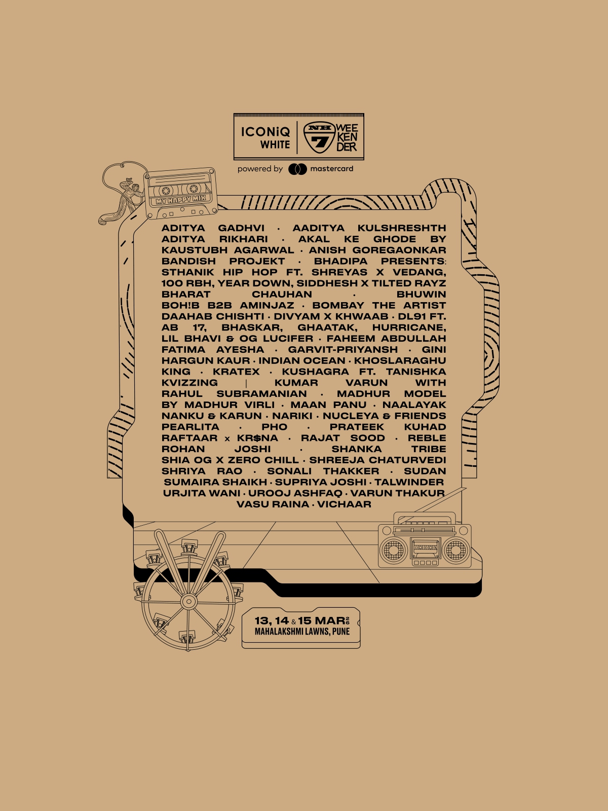 FERRIS WHEEL POCKET LINE UP - NH7 Oversized T-Shirt 240 GSM - White - Image 4