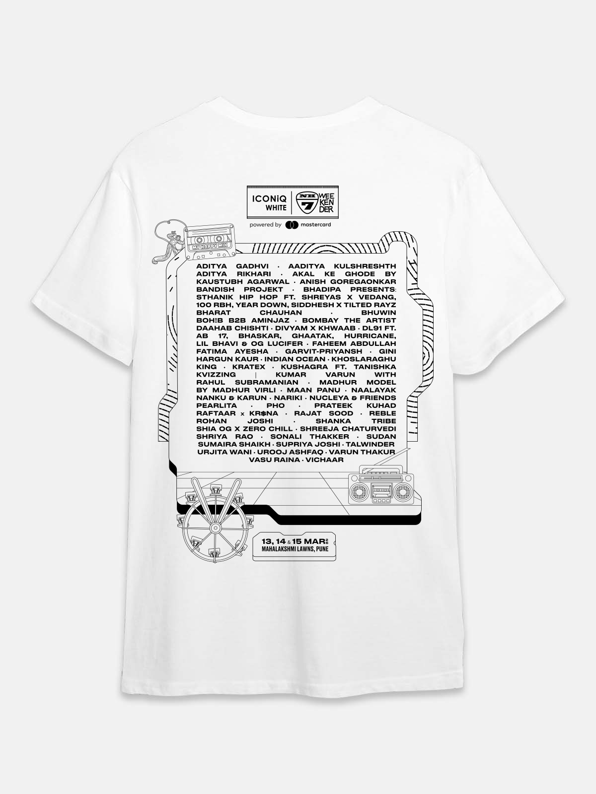 FERRIS WHEEL POCKET LINE UP - NH7 Oversized T-Shirt 240 GSM - White - Image 2
