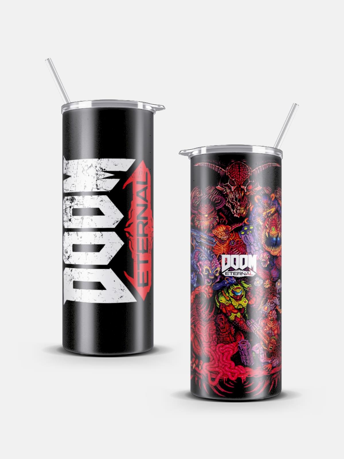 Doom Eternal-Skinny Tumbler with Straw